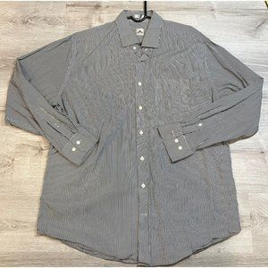 Peter Millar Gray Striped Cotton Button‎ Front Long Sleeve Shirt Size XL